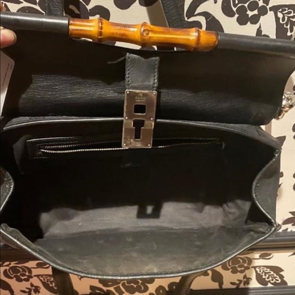 Authentic Gucci Bullet Bag Black  with Bamboo - Picture 3 of 9